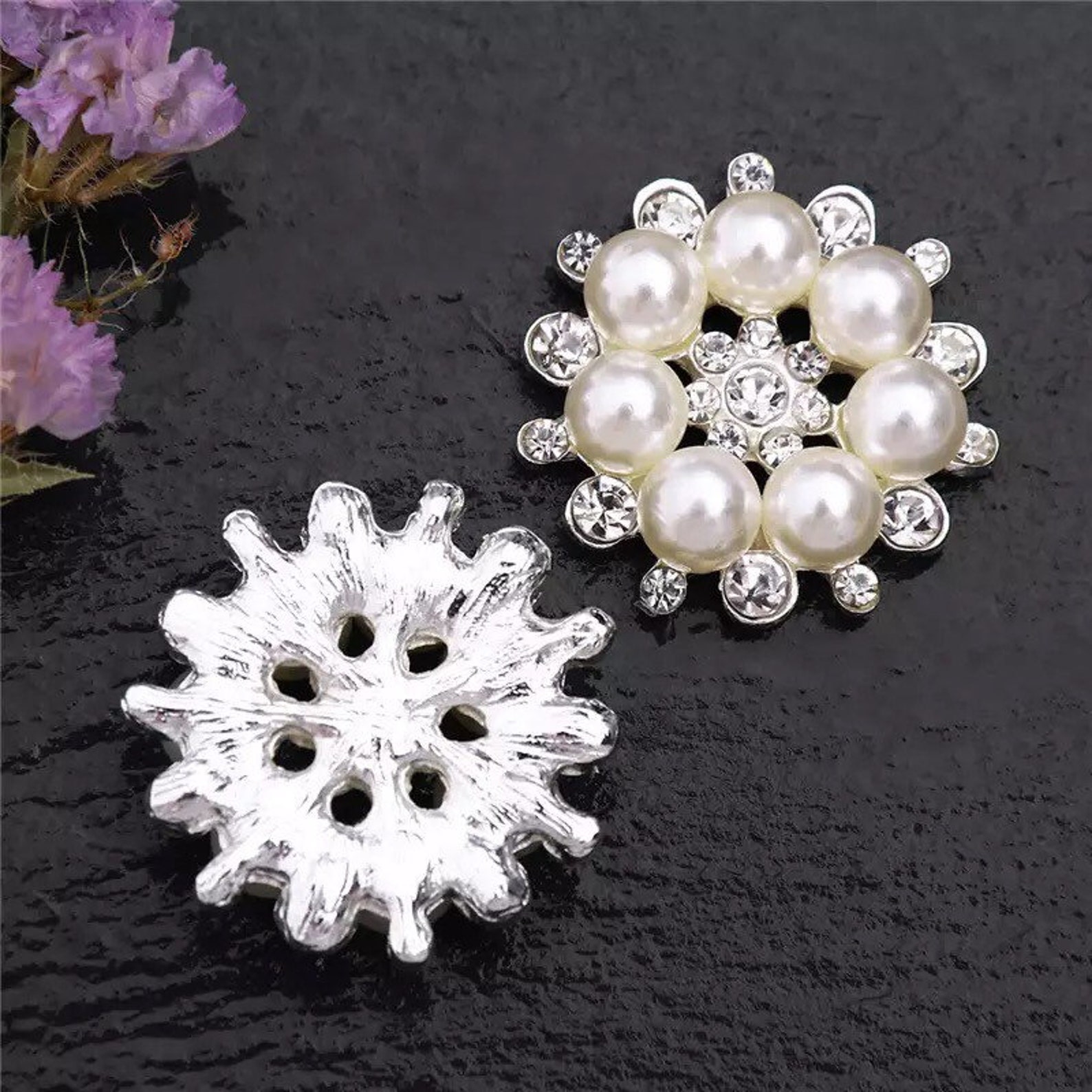 10pcs Faux Pearl Flower Buttons Embellishments - Etsy UK