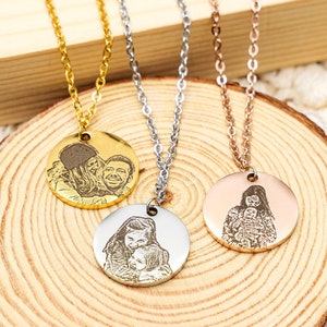 Echtes Bild Halskette in Gold, Silber, Rose Gold Individuelles Portrait Personalisierte Halskette Valentinstag Geschenk Jahrestag Geschenk Halskette Bild 1