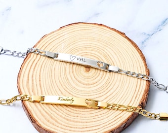 Adjustable Custom Chain Bracelet with Heart • Dainty Heart Bracelet • Engraving Bracelet • Initial Bracelet • Name Bracelet • Personalized