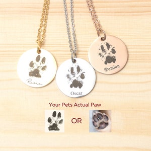Actual Pawprint Necklace with Name • Paw Print Picture Necklace • Pawprint Necklace • Personalized Pawprint • Pet Pawprint • Dog Pawprint