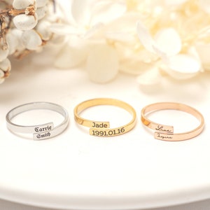 Custom Engraving Ring in Gold Silver Rose Gold • Personalized Ring • Ring Jewelry • Personalized Ring • Initial Ring • Engraved Ring