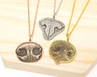 Actual Pet Nose Print Necklace • Custom Dog Nose Cat Nose • Personalized Necklace • Engraved Nose • Real Nose Print • Pet Memorial Jewelry