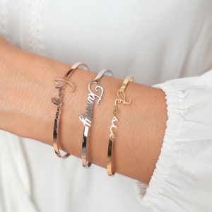 Custom Name Bangle Bracelet in Gold Silver Rose Gold • Personalized Name Bracelet • Name Jewelry • Personalized Bracelet • Initial Bracelet