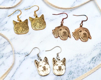 Echtes Bild HaustierKopf Ohrringe • Haustier Ohrringe • Hund Ohrringe • Haustier Schmuck • Haustier Erinnerung • Kundenspezifische Ohrringe • Katzen Ohrringe