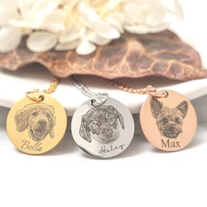 Custom Dog Portrait Necklace with Name • Dog Picture Necklace • Round Dog Necklace • Personalized Dog Necklace • Custom Name • Pet Necklace