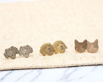 Pendientes pet Photo Stud • Pendientes para mascotas • Pendientes para perros • Pendientes para gatos • Tachuelas para mascotas • Joyas para mascotas • Monumento a mascotas • Pendientes personalizados • Grabado