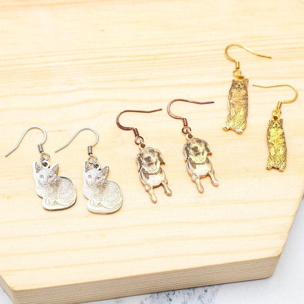 Real Picture Pet Dangle Earrings • Pet Earrings • Dog Earrings • Pet Jewelry • Hook Dangle • Pet Memorial • Custom Earrings • Cat Earrings