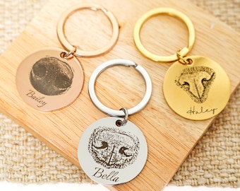 Custom Pet Nose Keychain with Name • Dog Nose Keychain • Round Dog Keychain • Personalized Cat Nose Keychain • Custom Name • Pet Keychain