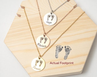 Actual Footprint Necklace with Name • Footprint Picture Necklace • Footprint Necklace • Personalized Footprint • Custom Footprint