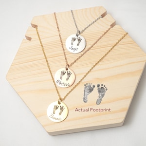 Actual Footprint Necklace with Name Footprint Picture Necklace Footprint Necklace Personalized Footprint Custom Footprint image 1