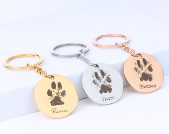Actual Pawprint Chain Keychain with Name • Paw Print Picture Keychain • Pawprint Keychain • Personalized Pawprint Pet Pawprint Dog Pawprint