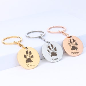 Actual Pawprint Chain Keychain with Name • Paw Print Picture Keychain • Pawprint Keychain • Personalized Pawprint Pet Pawprint Dog Pawprint