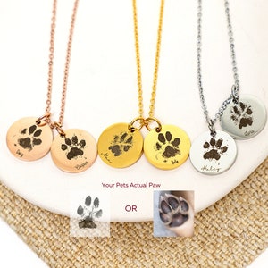 Double Pendant Paw Print Necklace • Two Charm Pet Necklace • Custom Paw • Dog Paw • Dog Charm • Cat Paw • Pet Memorial Jewelry Dog Necklace