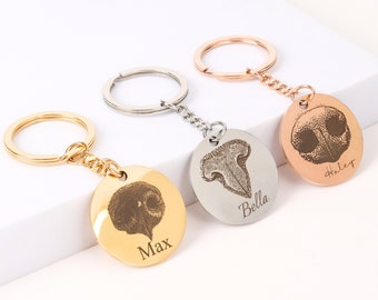 Actual Noseprint Chain Keychain with Name • Nose Print Picture Keychain • Noseprint Keychain • Personalized Pawprint Pet Nose Dog Noseprint