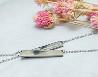 Custom Black Bar Necklace • Personalized Bar • Engraving Bar Necklace • Personalized Necklace • Initial Necklace • Name Necklace