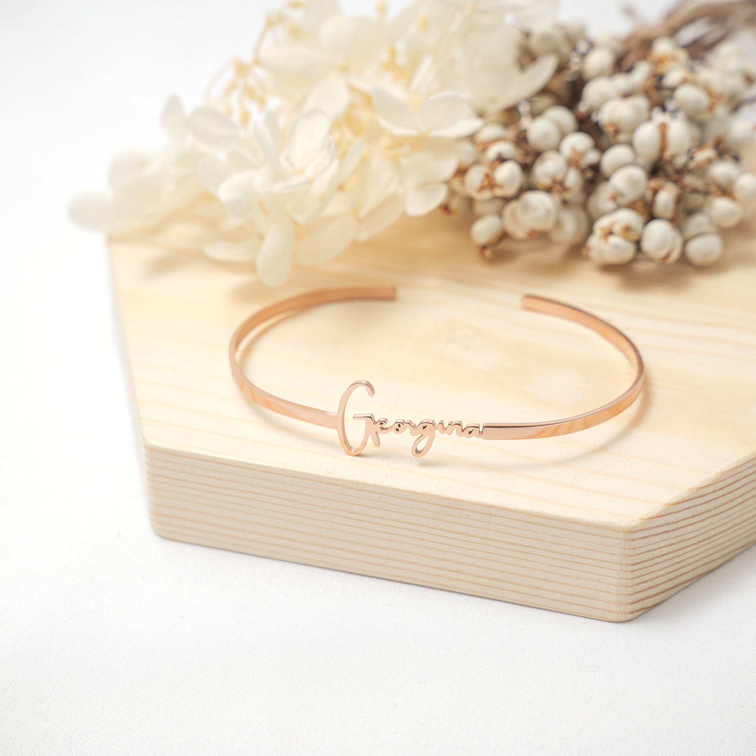 Custom Name Bangle Bracelet in Gold Silver Rose Gold • Personalized ...