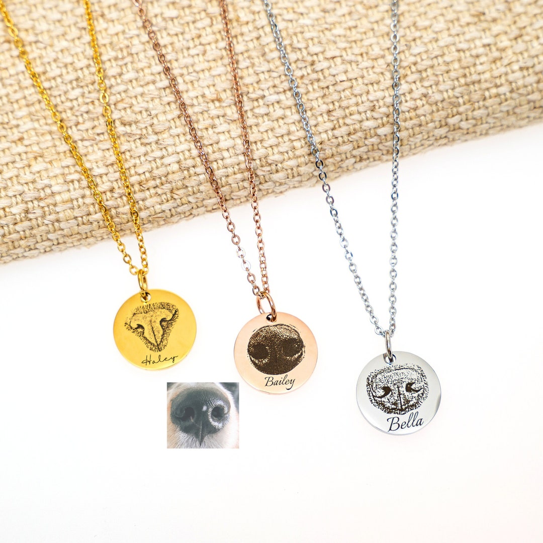 Real Pet Nose Necklace in Gold, Silver, Rose Gold Dog Nose Necklace