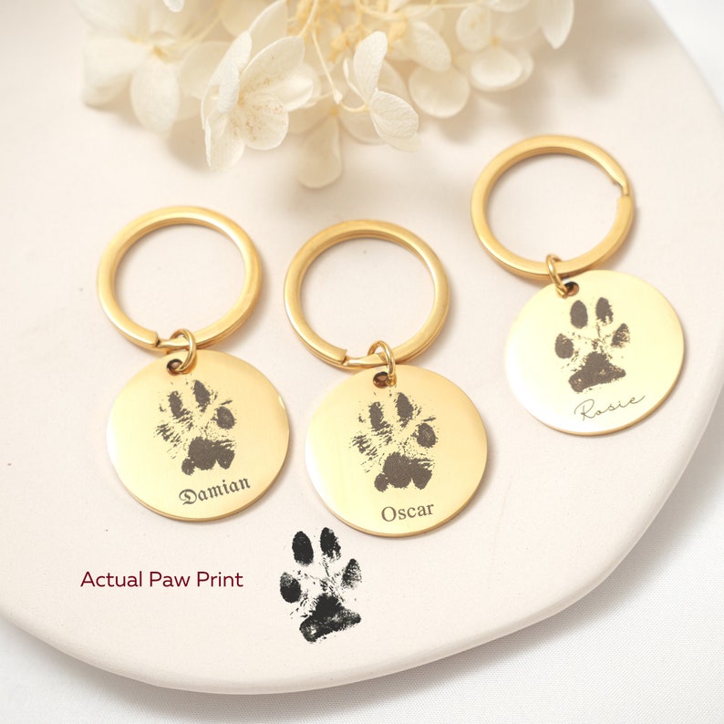 Custom Paw Photo Dog Tag in Gold Silver Rose Gold Personalized Paw Dog Tag Engraving Dog Paw Cat Paw Personalized Dog ID Tag Pet Paw imagem 2