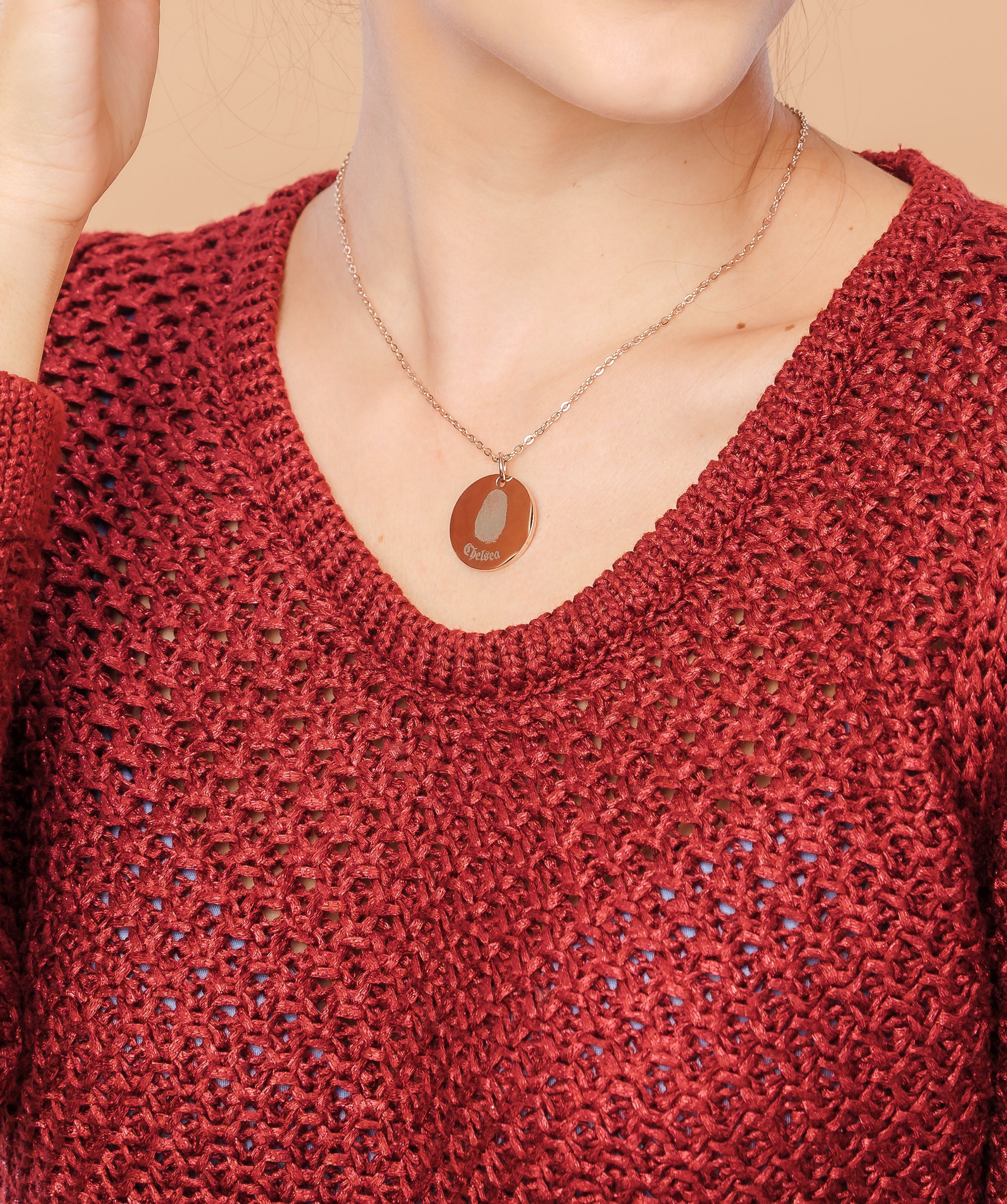 Real Fingerprint Necklace in Gold Silver Rose Gold Custom Etsy