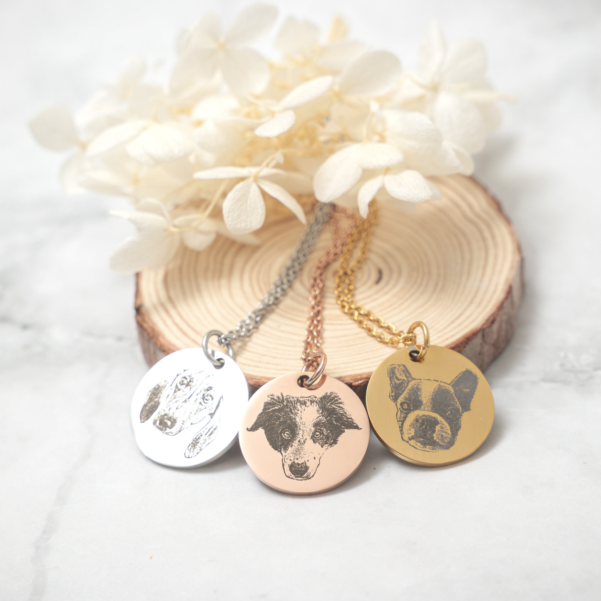 Custom Pet Portrait Necklace Pet Picture Necklace Round Etsy