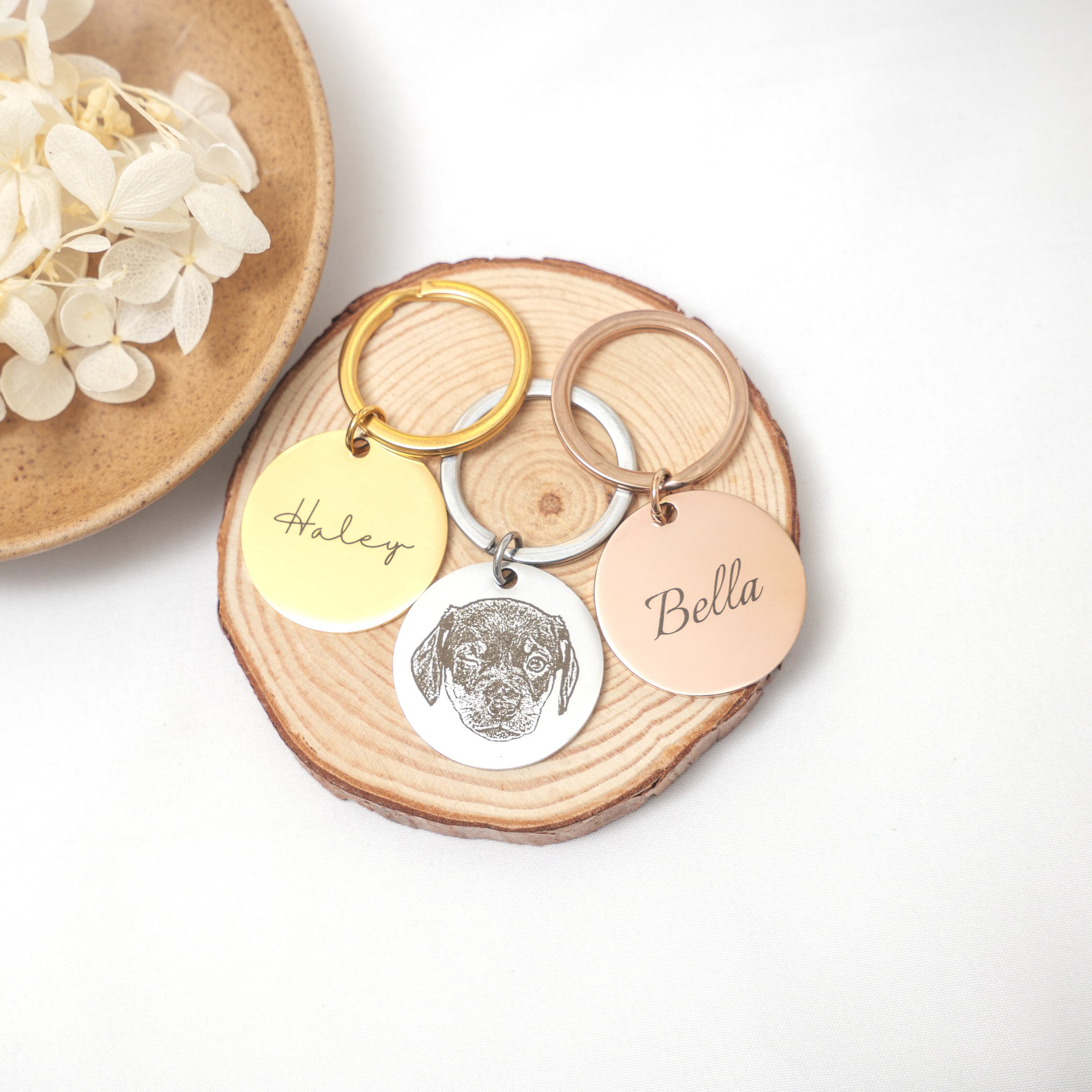 Custom Dog Portrait Keychain Dog Picture Keychain Round Etsy