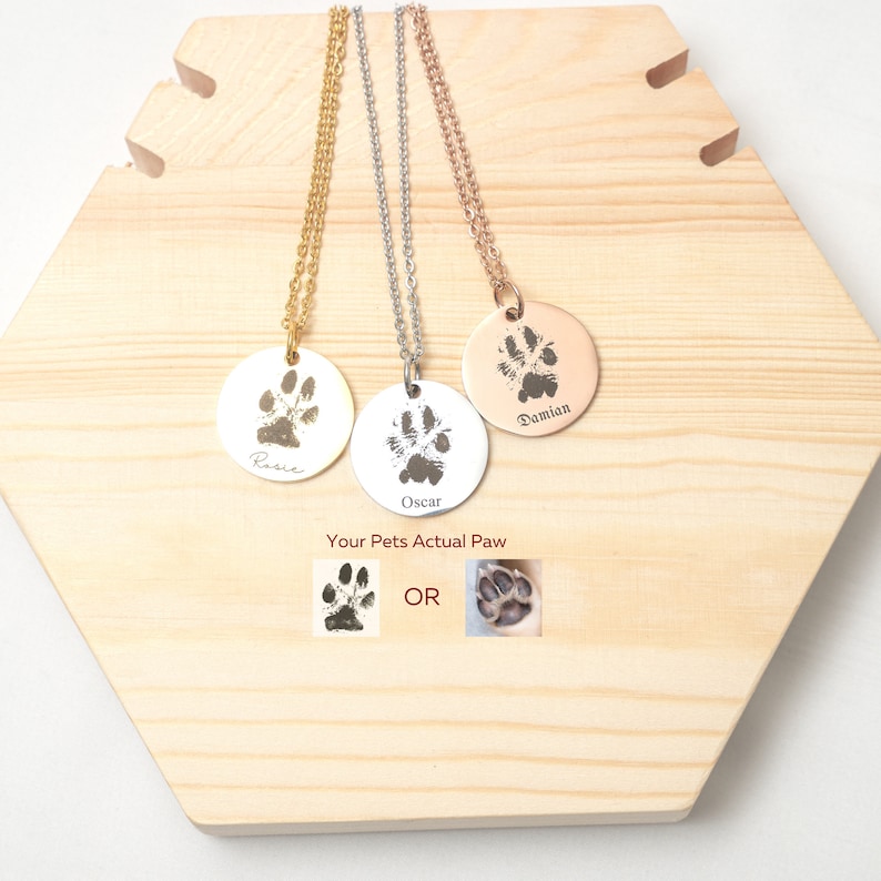 Actual Pawprint Necklace with Name • Paw Print Picture Necklace • Pawprint Necklace • Personalized Pawprint • Pet Pawprint • Dog Pawprint 