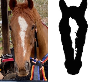 Ritratto personalizzato della testa di cavallo / Disegno della silhouette digitale del tuo cavallo o pony