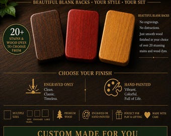 Juego de Mahjong de madera personalizado / Reversos de madera en blanco / Diseños clásicos o contemporáneos / Fichas grabadas o pintadas a mano / Más de 20 tonos de madera