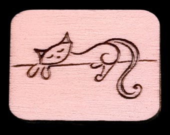 Lazy Cat - Handcrafted Custom Engraved Wooden Mahjong Tiles
