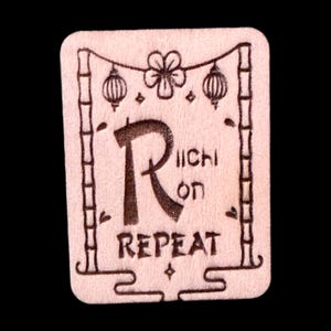 Handmade Wooden Mahjong Tile Set: Riichi Ron Repeat Design