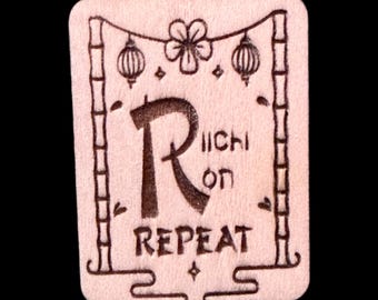 Riichi Ron Rapport - Handgefertigte, individuell gravierte Mahjong Holzfliesen
