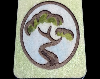 Bonsai Tree - Handcrafted Hand-painted Custom Engraved Wooden Mahjong Tiles