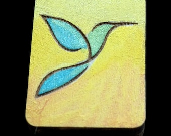 Hummingbird - Handcrafted Hand-painted Custom Engraved Wooden Mahjong Tiles