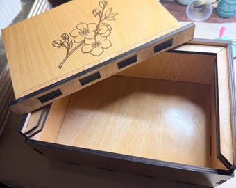 Handmade Custom Engraved Wooden Mahjong Tile Box