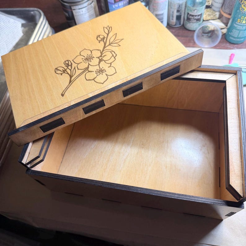 Handmade Custom Engraved Wooden Mahjong Tile Box image 1