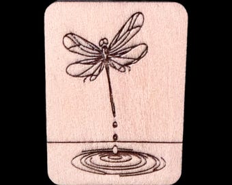 Libélula - Fichas de mahjong de madera grabadas a mano