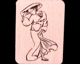 Chinese Lady - Handcrafted Custom Engraved Wooden Mahjong Tiles