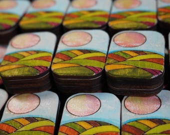 Sunrise - Handcrafted Custom Engraved Wooden Mahjong Tiles