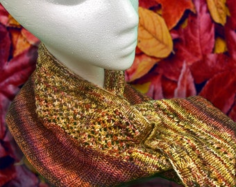 Stylish Cowl  Split Personality -  Can Be Worned two ways lace or ribbed - Luxury Yarns - Beautiful Colors