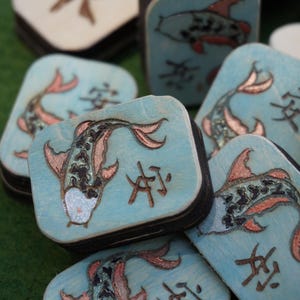 Hand-painted Koi Mahjong Tiles