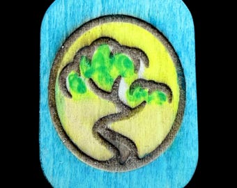 Bonsai Tree - Handcrafted Hand-painted Custom Engraved Wooden Mahjong Tiles