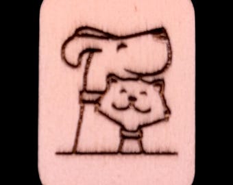 Cat & Dog - Handcrafted Custom Engraved Wooden Mahjong Tiles