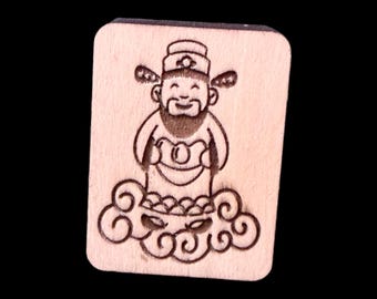 Fortune Man- Handcrafted Custom Engraved Wooden Mahjong Tiles