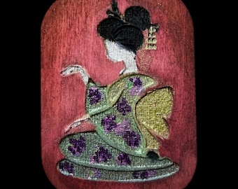 Geisha - Handcrafted Hand-painted Wooden Mahjong Tiles