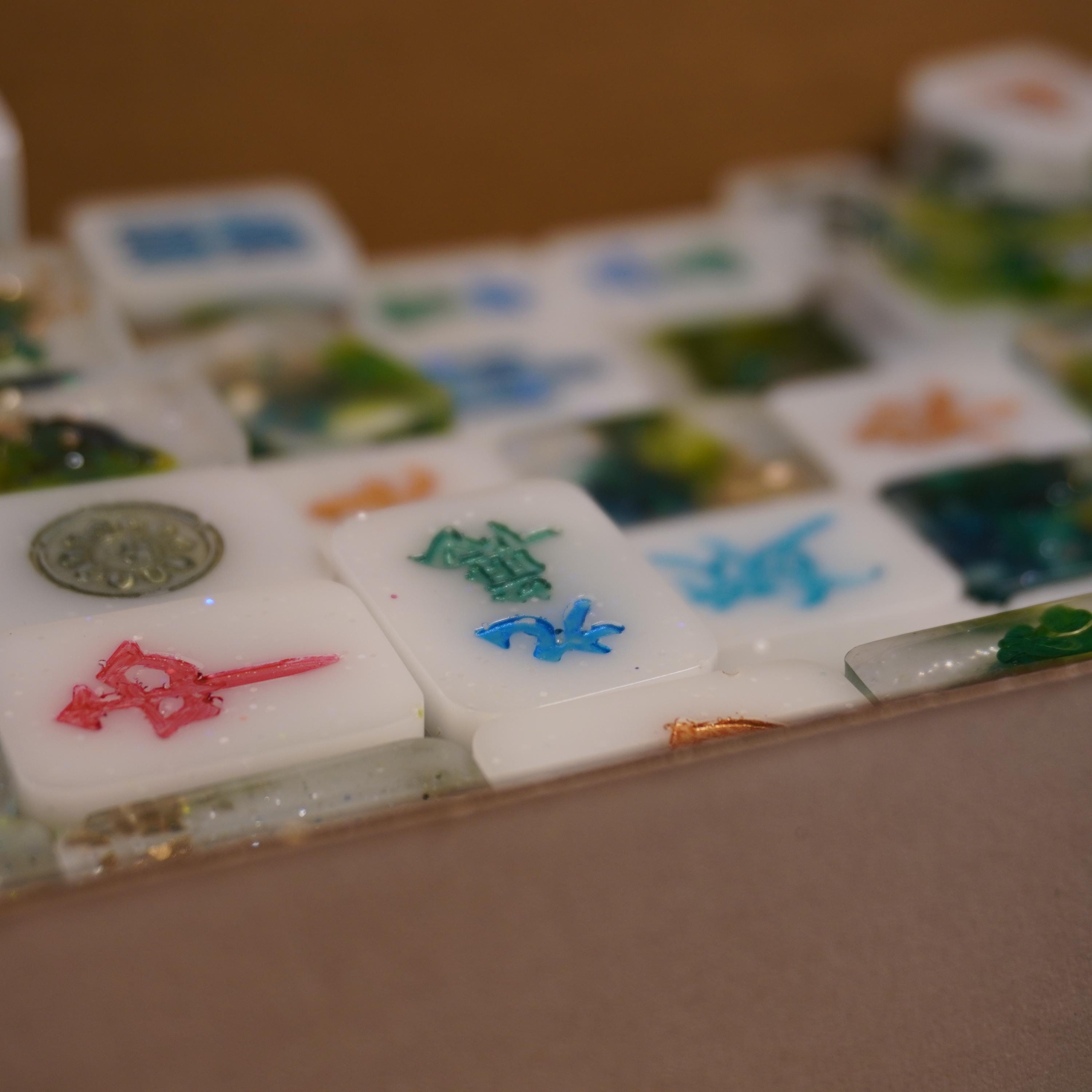 Riichi Mahjong Mini Travel-sized Resin Tiles – White Fronts With ...