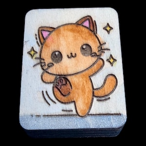 Dansande katt - Handgjorda handmålade, specialgraverade trä-Mahjongplattor