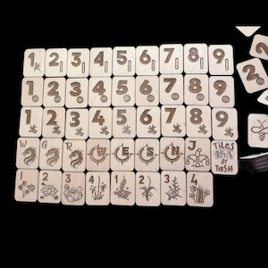 Bird in a Tree - Handcrafted Hand-painted Custom Engraved Wooden Mahjong Tiles Contemporary