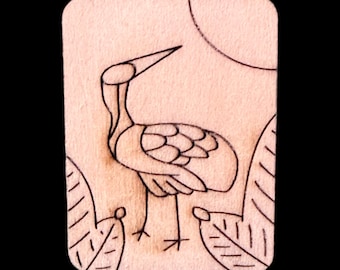 Crane - Handcrafted Custom Engraved Wooden Mahjong Tiles