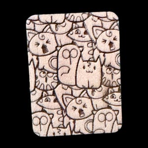 Silly Cat Doodle - Handgjorda specialgraverade trä Mahjongplattor