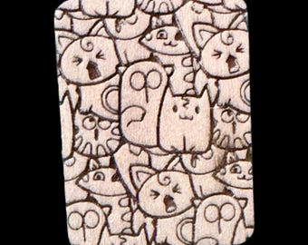 Silly Cat Doodle - Handcrafted Custom Engraved Wooden Mahjong Tiles